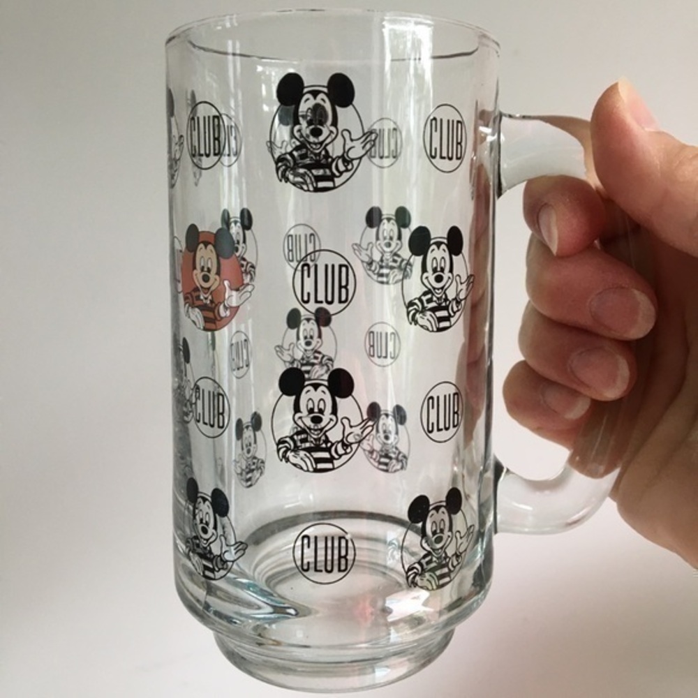 Vintage Mickey Mouse Club Logo Glass Mug